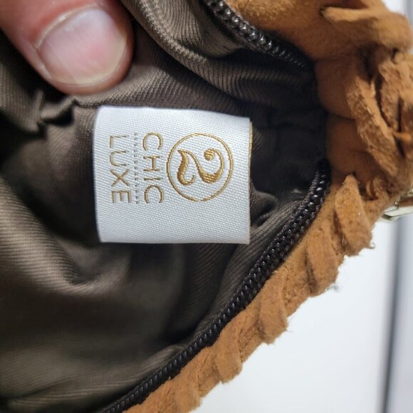 2 Chic Luxe Boho Fringe Crossbody Bag Wool Blend Suede Trim 11"x8" - Picture 8 of 12